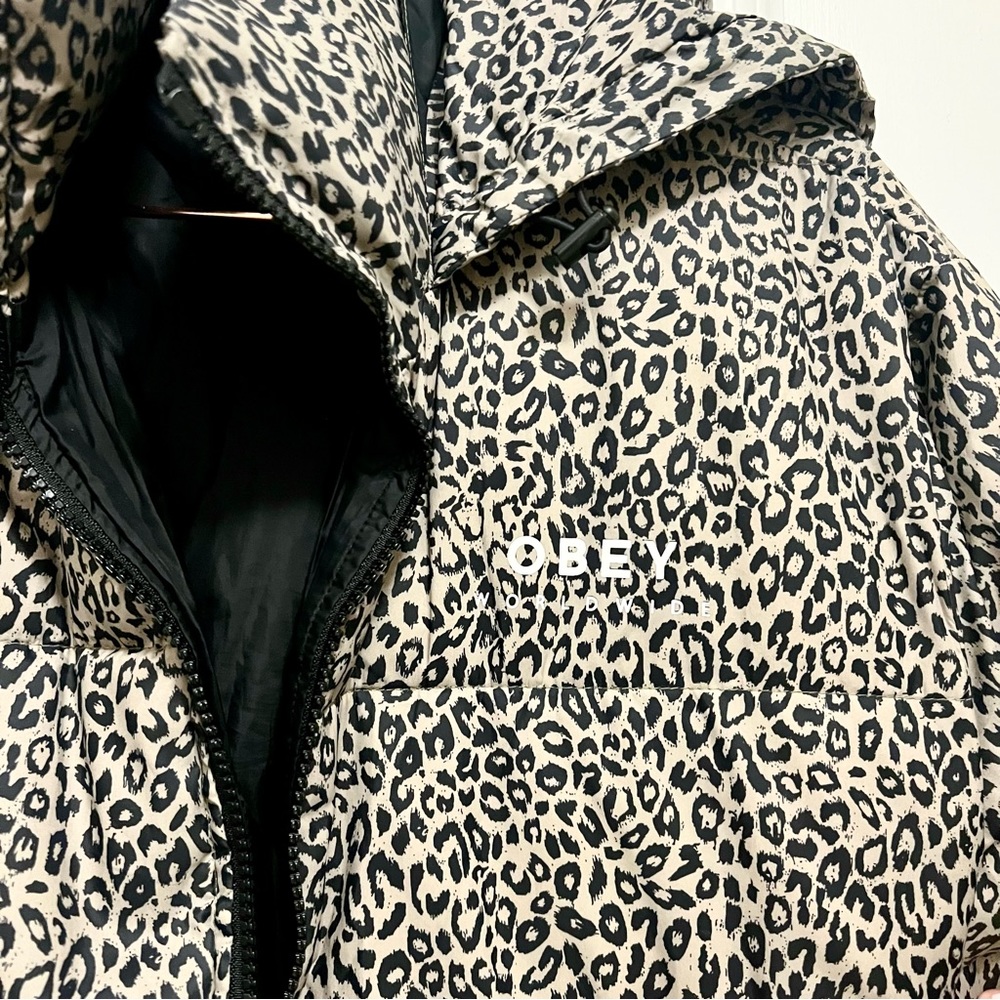 Obey Ruby Leopard Print Puffer Jacket | Size Small - image 5